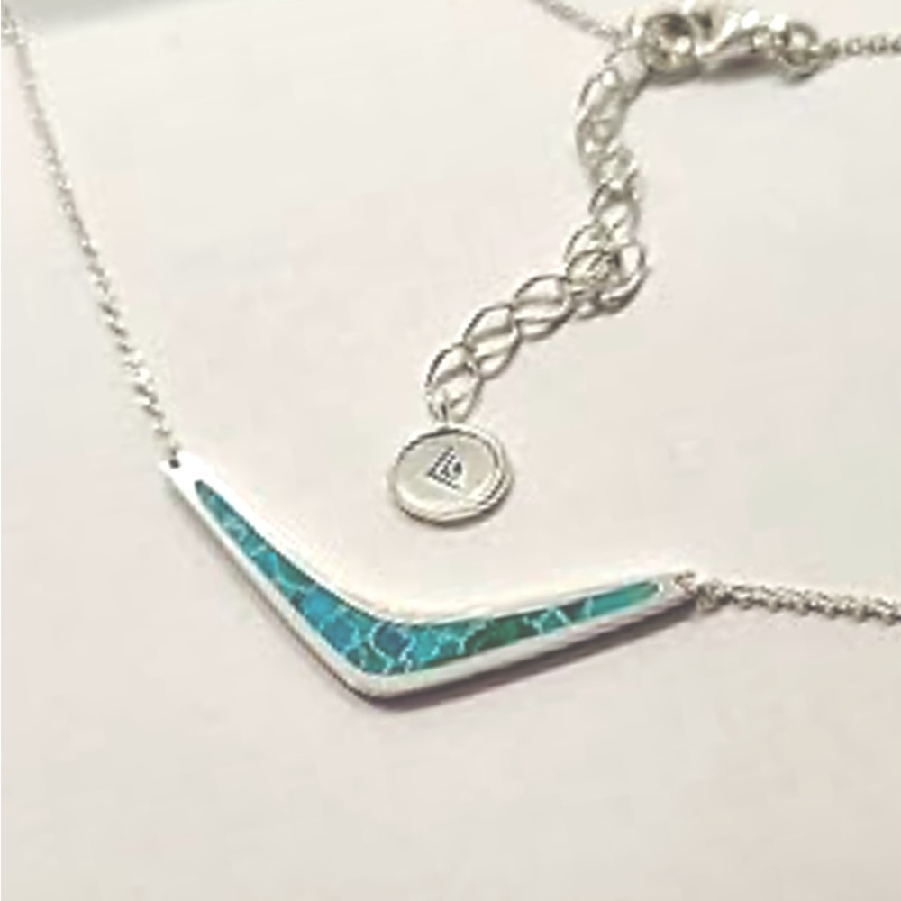 Silpada Sterling Silver & Turquoise Boomerang Necklace - Picture 1 of 14